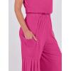 imageANRABESS Jumpsuits for Women Short Sleeve Wide Leg Casual Summer One Piece Jumper Rompers 2025 Beach Vacation Travel OutfitsHot Pink