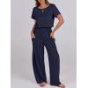 imageANRABESS Jumpsuits for Women Short Sleeve Wide Leg Casual Summer One Piece Jumper Rompers 2025 Beach Vacation Travel OutfitsNavy Blue