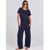 imageANRABESS Jumpsuits for Women Short Sleeve Wide Leg Casual Summer One Piece Jumper Rompers 2025 Beach Vacation Travel OutfitsNavy Blue