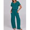 imageANRABESS Jumpsuits for Women Short Sleeve Wide Leg Casual Summer One Piece Jumper Rompers 2025 Beach Vacation Travel OutfitsTeal