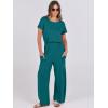 imageANRABESS Jumpsuits for Women Short Sleeve Wide Leg Casual Summer One Piece Jumper Rompers 2025 Beach Vacation Travel OutfitsTeal
