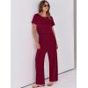 imageANRABESS Jumpsuits for Women Short Sleeve Wide Leg Casual Summer One Piece Jumper Rompers 2025 Beach Vacation Travel OutfitsWine Red
