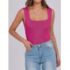 imageANRABESS Tank Tops for Women 2025 Summer Square Neck Rib Knit Sleeveless Basic Slim Fit Shirts Casual Top Trendy OutfitsHot Pink