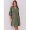 imageANRABESS Women Mini Dress Summer V Neck Ruffle Short Sleeve Shift Casual Tunic Dresses 2025 Loose Beach Vacation OutfitsArmy Green