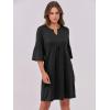 imageANRABESS Women Mini Dress Summer V Neck Ruffle Short Sleeve Shift Casual Tunic Dresses 2025 Loose Beach Vacation OutfitsBlack