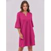 imageANRABESS Women Mini Dress Summer V Neck Ruffle Short Sleeve Shift Casual Tunic Dresses 2025 Loose Beach Vacation OutfitsHot Pink