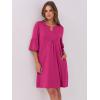 imageANRABESS Women Mini Dress Summer V Neck Ruffle Short Sleeve Shift Casual Tunic Dresses 2025 Loose Beach Vacation OutfitsHot Pink