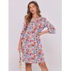 imageANRABESS Women Mini Dress Summer V Neck Ruffle Short Sleeve Shift Casual Tunic Dresses 2025 Loose Beach Vacation OutfitsPrint Floral