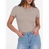 imageANRABESS Women Short Sleeve Crewneck Ribbed Knit Slim Fitted Shirts Summer Tops Basic Tee Casual 2025 Fall Outfits ClothesLight Khaki