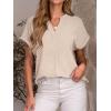 imageANRABESS Women Summer Business Casual Tops Dressy V Neck Short Sleeve Chiffon Blouse Office Work Loose Shirt 2025 OutfitBeige
