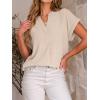 imageANRABESS Women Summer Business Casual Tops Dressy V Neck Short Sleeve Chiffon Blouse Office Work Loose Shirt 2025 OutfitBeige
