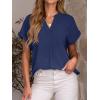 imageANRABESS Women Summer Business Casual Tops Dressy V Neck Short Sleeve Chiffon Blouse Office Work Loose Shirt 2025 OutfitDeep Blue
