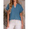 imageANRABESS Women Summer Business Casual Tops Dressy V Neck Short Sleeve Chiffon Blouse Office Work Loose Shirt 2025 OutfitLake Blue