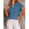 imageANRABESS Women Summer Business Casual Tops Dressy V Neck Short Sleeve Chiffon Blouse Office Work Loose Shirt 2025 OutfitLake Blue