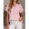 imageANRABESS Women Summer Business Casual Tops Dressy V Neck Short Sleeve Chiffon Blouse Office Work Loose Shirt 2025 OutfitLight Pink