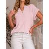 imageANRABESS Women Summer Business Casual Tops Dressy V Neck Short Sleeve Chiffon Blouse Office Work Loose Shirt 2025 OutfitLight Pink