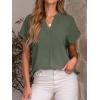imageANRABESS Women Summer Business Casual Tops Dressy V Neck Short Sleeve Chiffon Blouse Office Work Loose Shirt 2025 OutfitOlive