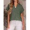 imageANRABESS Women Summer Business Casual Tops Dressy V Neck Short Sleeve Chiffon Blouse Office Work Loose Shirt 2025 OutfitOlive