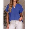 imageANRABESS Women Summer Business Casual Tops Dressy V Neck Short Sleeve Chiffon Blouse Office Work Loose Shirt 2025 OutfitRoyal Blue