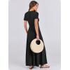 imageANRABESS Women Summer Maxi Dress 2025 Casual Short Sleeve Button Fit ampamp Flare ALine Flowy Spring Long Dresses with PocketsBlack