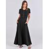 imageANRABESS Women Summer Maxi Dress 2025 Casual Short Sleeve Button Fit ampamp Flare ALine Flowy Spring Long Dresses with PocketsBlack