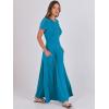 imageANRABESS Women Summer Maxi Dress 2025 Casual Short Sleeve Button Fit ampamp Flare ALine Flowy Spring Long Dresses with PocketsBlue