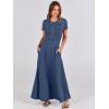 imageANRABESS Women Summer Maxi Dress 2025 Casual Short Sleeve Button Fit ampamp Flare ALine Flowy Spring Long Dresses with PocketsDark Blue