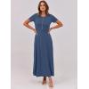 imageANRABESS Women Summer Maxi Dress 2025 Casual Short Sleeve Button Fit ampamp Flare ALine Flowy Spring Long Dresses with PocketsDark Blue