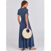 imageANRABESS Women Summer Maxi Dress 2025 Casual Short Sleeve Button Fit ampamp Flare ALine Flowy Spring Long Dresses with PocketsDark Blue
