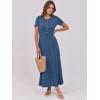 imageANRABESS Women Summer Maxi Dress 2025 Casual Short Sleeve Button Fit ampamp Flare ALine Flowy Spring Long Dresses with PocketsDark Blue
