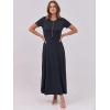 imageANRABESS Women Summer Maxi Dress 2025 Casual Short Sleeve Button Fit ampamp Flare ALine Flowy Spring Long Dresses with PocketsDark Navy Blue