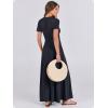 imageANRABESS Women Summer Maxi Dress 2025 Casual Short Sleeve Button Fit ampamp Flare ALine Flowy Spring Long Dresses with PocketsDark Navy Blue
