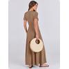 imageANRABESS Women Summer Maxi Dress 2025 Casual Short Sleeve Button Fit ampamp Flare ALine Flowy Spring Long Dresses with PocketsKhaki