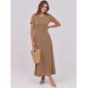 imageANRABESS Women Summer Maxi Dress 2025 Casual Short Sleeve Button Fit ampamp Flare ALine Flowy Spring Long Dresses with PocketsKhaki
