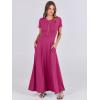imageANRABESS Women Summer Maxi Dress 2025 Casual Short Sleeve Button Fit ampamp Flare ALine Flowy Spring Long Dresses with PocketsRose