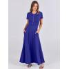 imageANRABESS Women Summer Maxi Dress 2025 Casual Short Sleeve Button Fit ampamp Flare ALine Flowy Spring Long Dresses with PocketsRoyal Blue