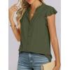 imageANRABESS Womens Dressy Casual Button Down Shirts Ruffle Cap Sleeve V Neck Elegant Business Work Tops BlouseArmy Green