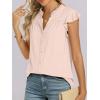 imageANRABESS Womens Dressy Casual Button Down Shirts Ruffle Cap Sleeve V Neck Elegant Business Work Tops BlouseBeige