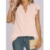 imageANRABESS Womens Dressy Casual Button Down Shirts Ruffle Cap Sleeve V Neck Elegant Business Work Tops BlouseBeige
