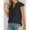 imageANRABESS Womens Dressy Casual Button Down Shirts Ruffle Cap Sleeve V Neck Elegant Business Work Tops BlouseBlack