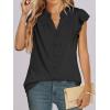 imageANRABESS Womens Dressy Casual Button Down Shirts Ruffle Cap Sleeve V Neck Elegant Business Work Tops BlouseBlack