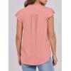 imageANRABESS Womens Dressy Casual Button Down Shirts Ruffle Cap Sleeve V Neck Elegant Business Work Tops BlouseCoral