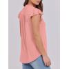 imageANRABESS Womens Dressy Casual Button Down Shirts Ruffle Cap Sleeve V Neck Elegant Business Work Tops BlouseCoral