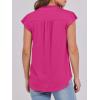 imageANRABESS Womens Dressy Casual Button Down Shirts Ruffle Cap Sleeve V Neck Elegant Business Work Tops BlouseHot Pink