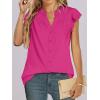 imageANRABESS Womens Dressy Casual Button Down Shirts Ruffle Cap Sleeve V Neck Elegant Business Work Tops BlouseHot Pink