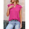 imageANRABESS Womens Dressy Casual Button Down Shirts Ruffle Cap Sleeve V Neck Elegant Business Work Tops BlouseHot Pink