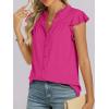 imageANRABESS Womens Dressy Casual Button Down Shirts Ruffle Cap Sleeve V Neck Elegant Business Work Tops BlouseHot Pink