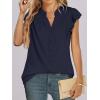 imageANRABESS Womens Dressy Casual Button Down Shirts Ruffle Cap Sleeve V Neck Elegant Business Work Tops BlouseNavy Blue