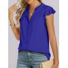 imageANRABESS Womens Dressy Casual Button Down Shirts Ruffle Cap Sleeve V Neck Elegant Business Work Tops BlouseRoyal Blue