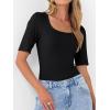 imageANRABESS Womens Half Sleeve Tops Scoop Neck Ribbed Knit Slim Fitted Basic Tee Shirts Summer 2025 Trendy Fall Casual ClothesBlack